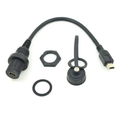 0.3m Mini USB 2.0 Waterproof Cable Male to Female Panel Mount Extension Cord - Image 1 of 2