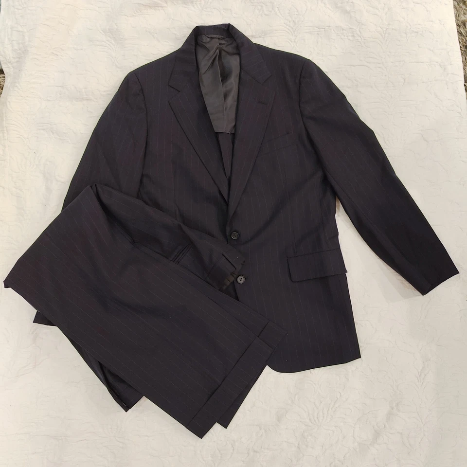 VTG Southwick Paul Stuart 2-pc. Men's Suit Navy Pinstripes  40-42R 34X28 Preppy - Image 1 of 4