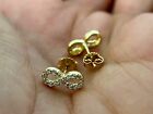 1CT Round Simulated Diamond Infinity Dainty Stud Earrings 14k Yellow Gold Plated