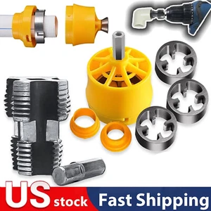 Electric Drill Compatible PVC Pipe Threader Kit with Various Die Sizes - Picture 1 of 16