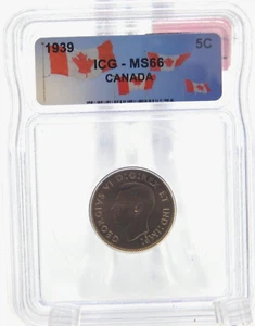 1939 Canada 5 Cent Piece Coin Nickel - ICG Graded MS66 (BT530) - Picture 1 of 4