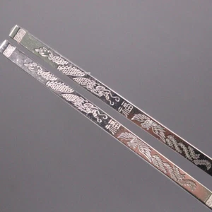 Vajilla doméstica palillos cuadrados dragón fénix plata pura 999 sólida - Imagen 1 de 7