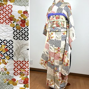 【Casi Como Nuevo】Kimono Antiguo,Kimono Hurisde,Bata Kimono,Vestido Kimono,A Cuadros - Imagen 1 de 11
