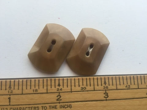 2 light brown deco vegetable ivory tagua buttons with rounded rectangle shape Cover
