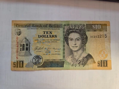 2005 Belize $10 Dollars HRH Queen Elizabeth II # DC242215 SC/HM/MP Bank Note - Image 1 of 2
