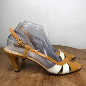 Salvatore Ferragamo Shoes Womens 10 4A Heels Slingback Yellow Patent Career - Picture 1 of 15