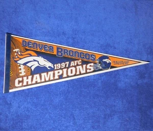 Vintage 1998 DENVER BRONCOS NFL Super Bowl 32 1997 AFC Champions 30 X 12 Pennant - Picture 1 of 4