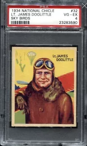 1934 National Chicle Sky Birds Jimmy Doolittle PSA 4 VG-EX molto ben centrato! - Foto 1 di 2
