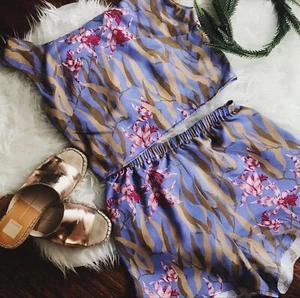 Handmade purple shorts top set vintage fabric floral tank crop boho summer XS - Picture 1 of 7