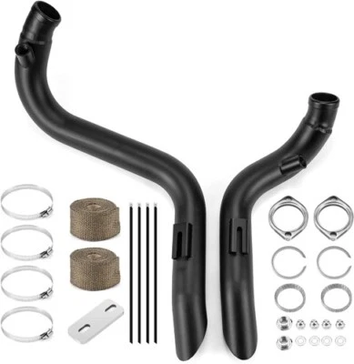 LAF 2" Exhaust Pipes for Harley Touring Sportster Softail W/ Flange Black - Image 1 of 4