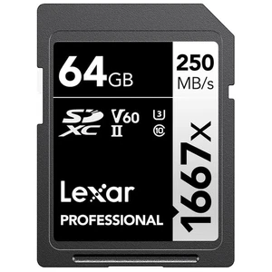 64GB Professional 1667x SD Card, UHS-II, C10, U3, V60, Full HD, 4K, Up To 250... - Picture 1 of 6