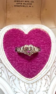Bellissimo Designer Vintage 14 Kt. Anello in oro giallo con cuore testurizzato dimensionale - Foto 1 di 16