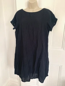 TOAST Black Viscose & Linen Lined Short Sleeve Dress. UK 18 - Picture 1 of 4