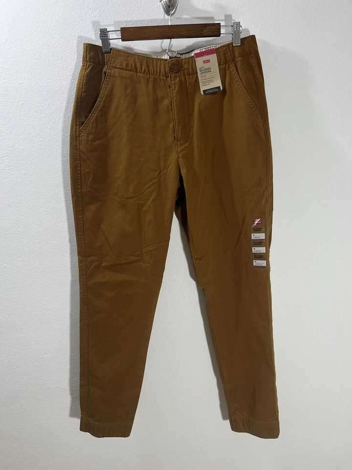 Levis XX Chino Joggers Mens Medium Brown Elastic Waist Stretch Tapered Pants