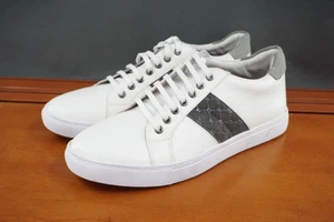Robert Graham Schuhe Herren Größe 11,5 Weiß Grau Leder Niedrig Leger Turnschuhe - Bild 1 von 11