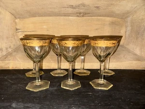Czechoslovakian Glass Crystal Gold Encrusted Rim 5” Wines (7) - Picture 1 of 4