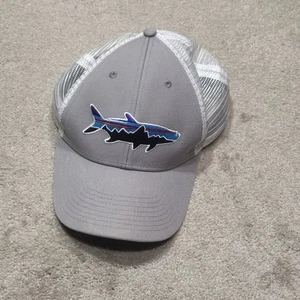 Patagonia Fitz Roy Fish Snapback Trucker Hat Cap Gray Mesh - Picture 1 of 10