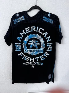 American Fighter Athletics Mens size Large T-Shirt Black/Blue Graphic Tee - Picture 1 of 5