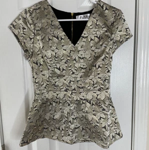 Ella blau metallic Schößchen formelles Top Größe Medium Party schwarz gold Reißverschluss - Bild 1 von 8