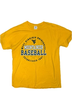 West Virginia Mountaineers Baseball T Shirt Men’s Large Yellow WVU NCAA Tee  - Image 1 of 4