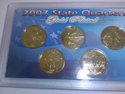 2007 SET OF 5 STATE QUARTERS GOLD PLATED WA, ID, UT, WY,MT - Image 1 of 4