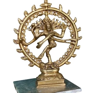 Handheld Messing Shiva Nataraja Statue - Tanzende Hindu Gottheit - 6" hoch - Bild 1 von 3