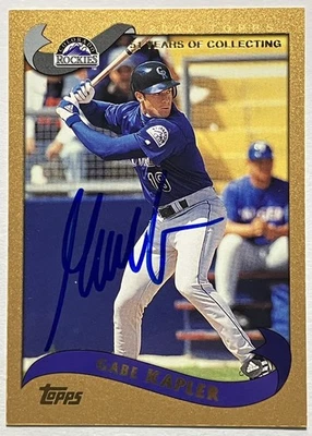 2002  GABE KAPLER AUTOGRAPHED Topps GOLD Traded & Rookies #T67 Rangers Rockies - Image 1 of 4