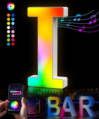 Cadena de luces interiores con letras LED - APLICACIÓN inteligente de letras con 128+ escenas modo hágalo usted mismo Mu Foto 1 de 4