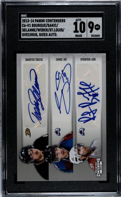 2013-14 Contenders Sakic Selanne Bourque Ovechkin MSL Weber Sixes Auto SGC 9 /10 - Image 1 of 2