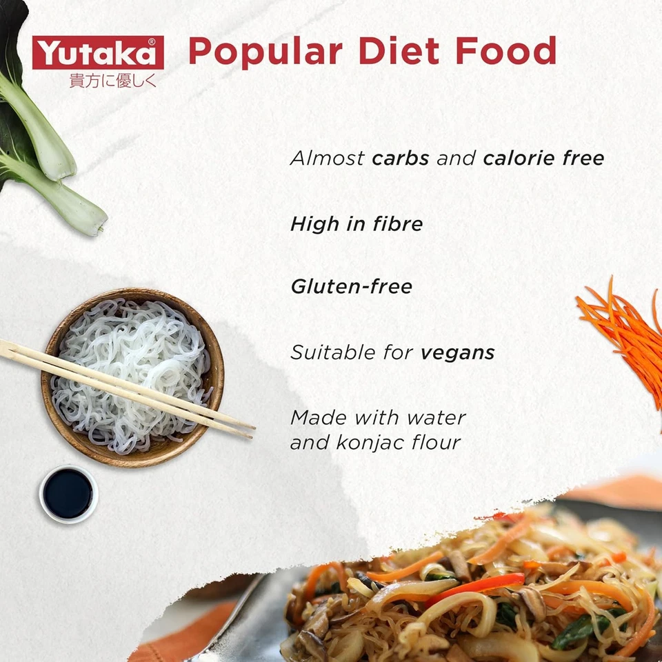 Yutaka White Shirataki Noodles 170G (Pack of 12) | Authentic Japanese Konjac ... - Image 1 of 4