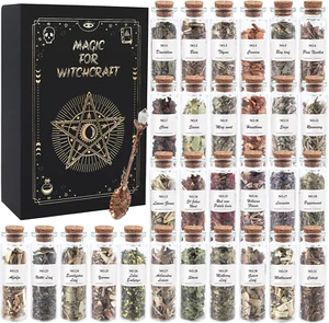 Witchcraft Supplies Herbs 30 Bottles Dried Herbs Kit Beginners Altar Supplies - Picture 1 of 12
