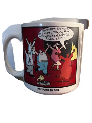 FAR SIDE GARY LARSON AEROBICS IN HELL COFFEE TEA CUP MUG - Image 1 of 4