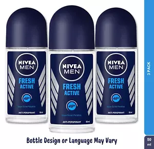 Nivea Men FRESH ACTIVE Roll-on Deodorant 48H 50ml 1.7 fl oz (PACK OF 3) - Picture 1 of 7