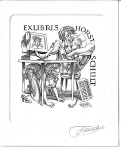 FRANK-IVO VAN DAMME: erotisches Exlibris für Horst Schult - Foto 1 di 1