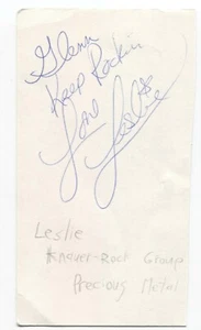 Edelmetall - Leslie Knauer signed 3x5 Karteikarte handsigniert Signatur Band - Bild 1 von 2