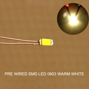 20pcs Pre-wired micro 0.1mm Copper Wire SMD LED 0603 Warm White Lights Resistor - Picture 1 of 6