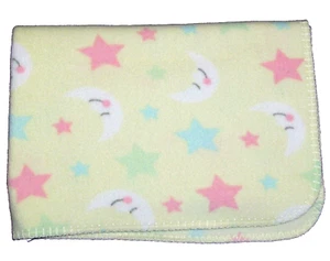 Circo Target Yellow Moon Stars Fleece Baby Blanket Green Blue Pink White - Picture 1 of 2