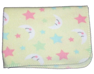 Circo Target Yellow Moon Stars Fleece Baby Blanket Green Blue Pink White - Image 1 of 2
