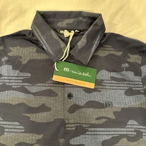 Travis Mathew Polo Shirt Mens Size Small Blue Camo Beachside Stealth Golf NEW - Picture 1 of 4