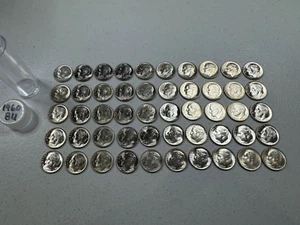 (50) 1960 US MINT SILVER ROOSEVELT DIMES, 1 ROLL, all BU/MS coins !!!! - Bild 1 von 8