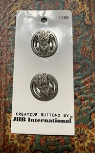 New Set of 2 Vintage Round Metal Western Buttons 3/4” Etched Carved Germany - Picture 1 of 3