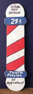 Retro Folk Art / Primitive Flat Wooden Hand-Painted Barber Pole & Denistry Sign - Picture 1 of 2