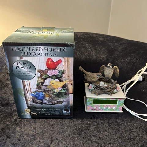 hour of power sparrows club alarm clock w/ feathered friends led fountain lot Cover