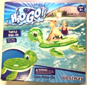H2O GO!; BESTWAY - INFLATABLE TURTLE RIDE-ON - 55in X 55in AGE 3+ NEW - Picture 1 of 2