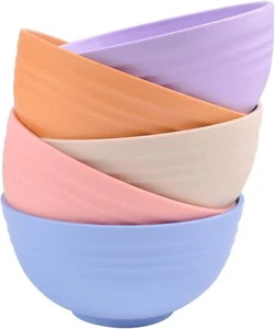 5pcs Unbreakable Plastic Bowls Fruit Camping Ramen Noodle Soup Salad Mixing R... - Picture 1 of 7