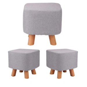 Square Padded Fabric Wooden Footstool Ottoman Stool Wooden 4 Legs Brand new - Picture 1 of 12