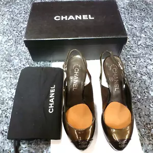 CHANEL LADIES BROWN SLING PUMPS SHOES SZ 36 OR SZ 5.5 US - Picture 1 of 7