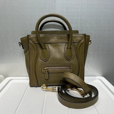 Bolso de hombro Celine Luggage nano cuero verde Foto 1 de 4