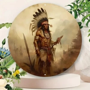 Flat Native Indian Warrior Aluminum Metal Tin Sign. Hang on wall or door. - Picture 1 of 24