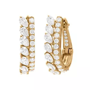 3.02 Ct Pear Shape Lab Grown CVD Diamond Huggie Earrings 14k Yellow Gold Gift - Picture 1 of 10